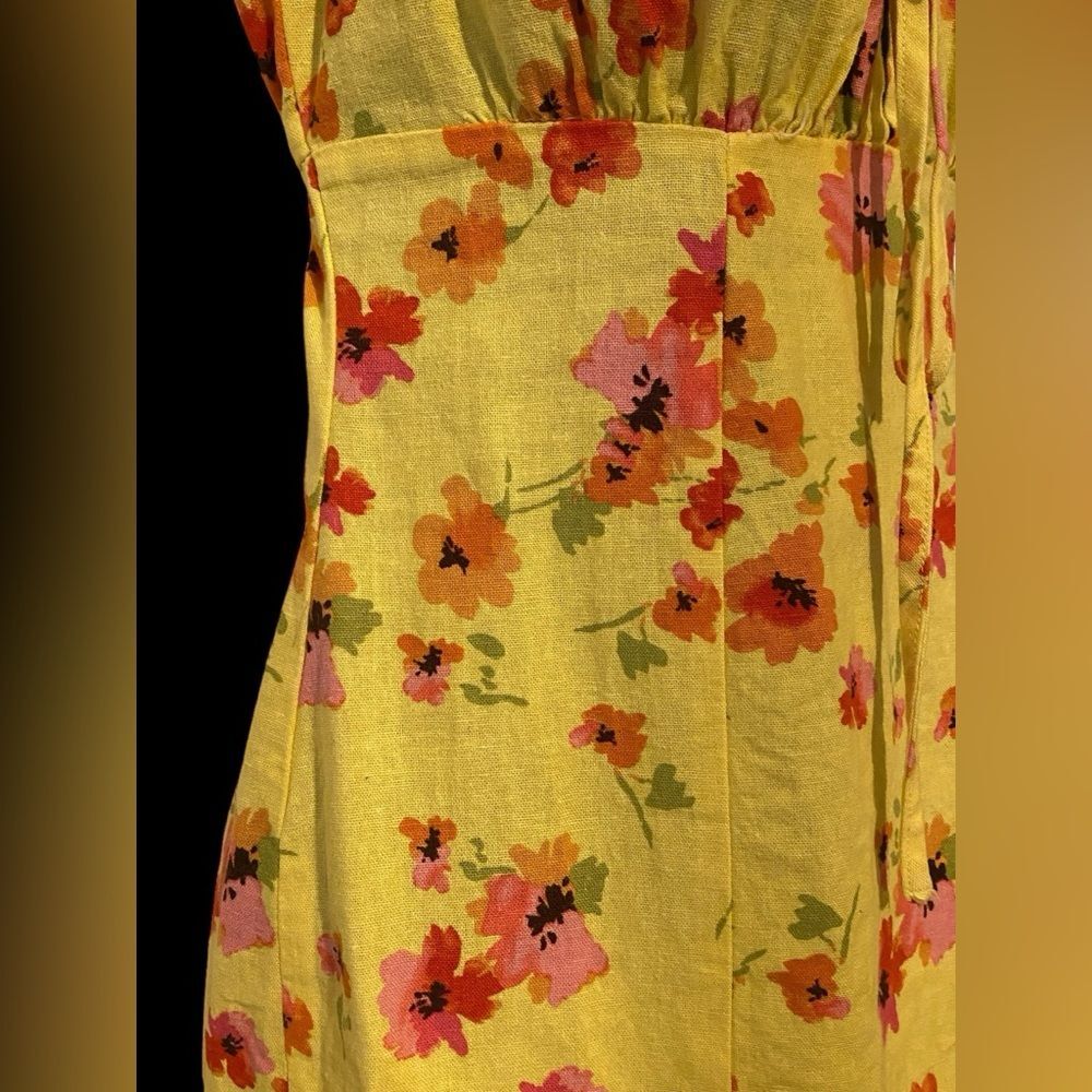 Juniors sundress Floral Ruched Linen Floral Print Dress Adj. Straps NWOT XXS - Picture 7 of 12
